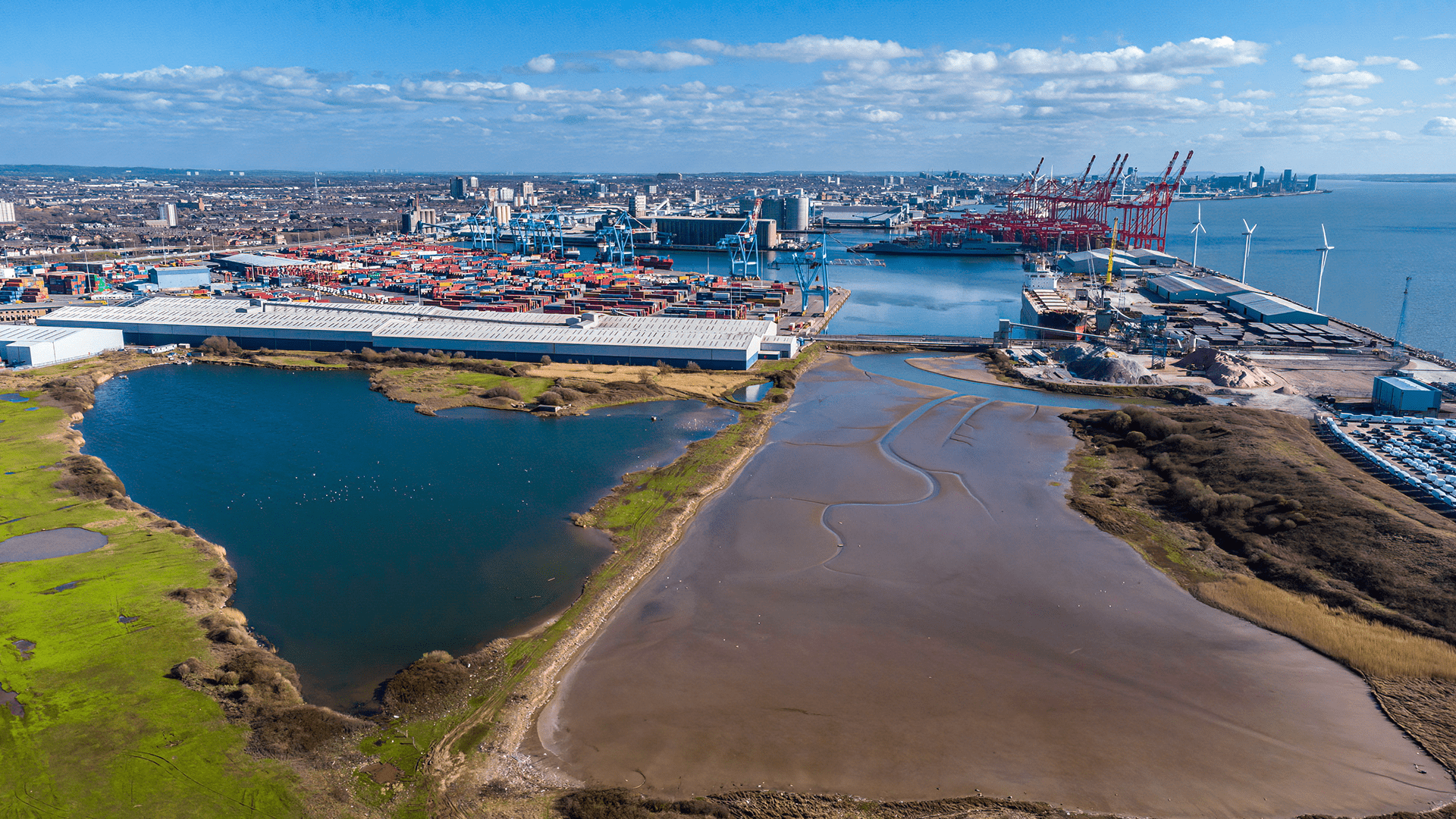 Aerial view port terminal 
