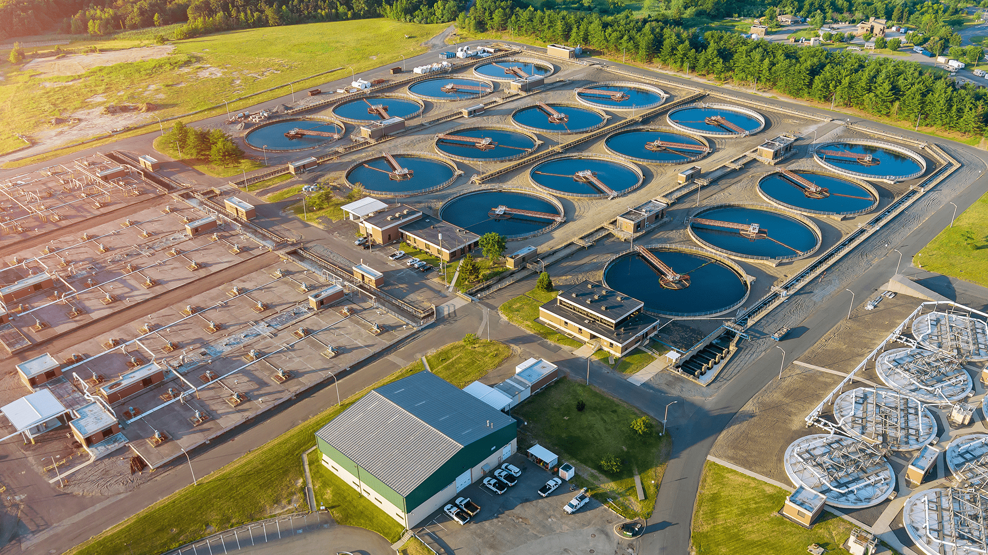 a view of a water treatment plant from above